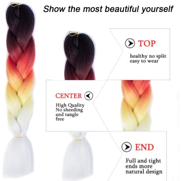 5 packs of Black red white ombré braiding hair NWT main image 6